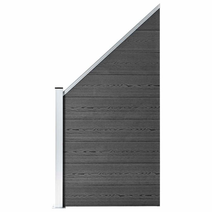 Set de panouri de gard, negru, 792x(105-186) cm, WPC - WALTI WALTI