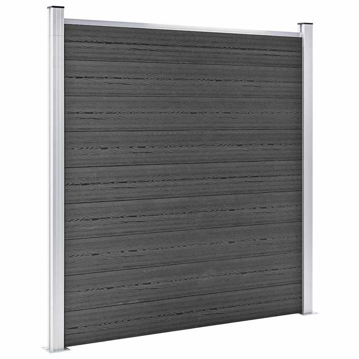 Set de panouri de gard, negru, 792x(105-186) cm, WPC - WALTI WALTI