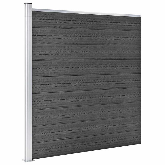 Set de panouri de gard, negru, 792x(105-186) cm, WPC - WALTI WALTI