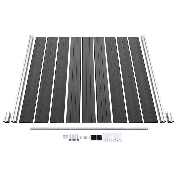 Set de panouri de gard, negru, 792x(105-186) cm, WPC - WALTI WALTI