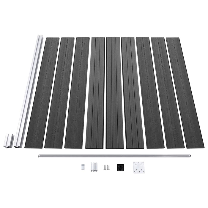 Set de panouri de gard, negru, 792x(105-186) cm, WPC - WALTI WALTI