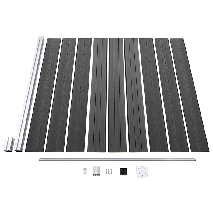 Set de panouri de gard, 1138x(105-186) cm, negru, WPC - WALTI WALTI