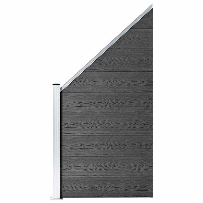 Set de panouri de gard, negru, 1484x(105-186) cm, WPC - WALTI WALTI