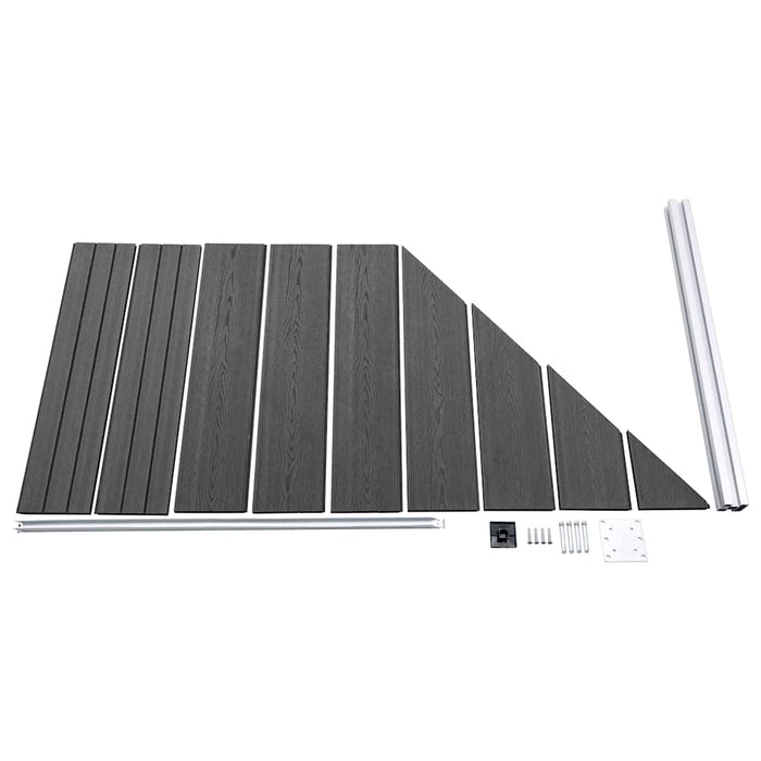 Set de panouri de gard, negru, 1484x(105-186) cm, WPC - WALTI WALTI