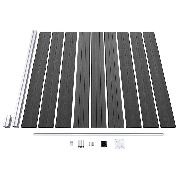 Set de panouri de gard, negru, 1484x(105-186) cm, WPC - WALTI WALTI
