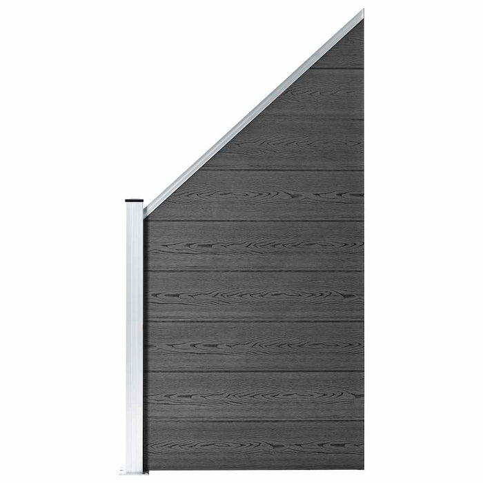 Set de panouri de gard, negru, 1657x(105-186) cm, WPC - WALTI WALTI