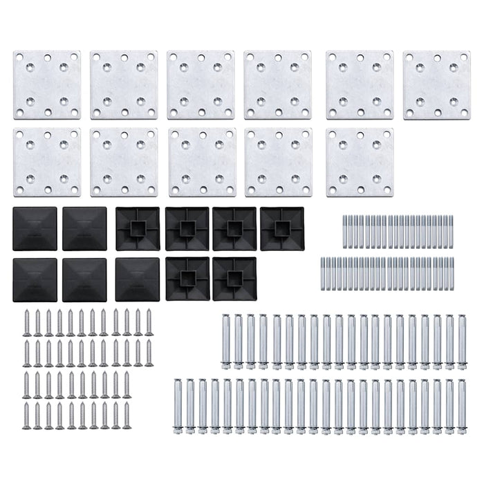 Set de panouri de gard, negru, 1657x(105-186) cm, WPC - WALTI WALTI