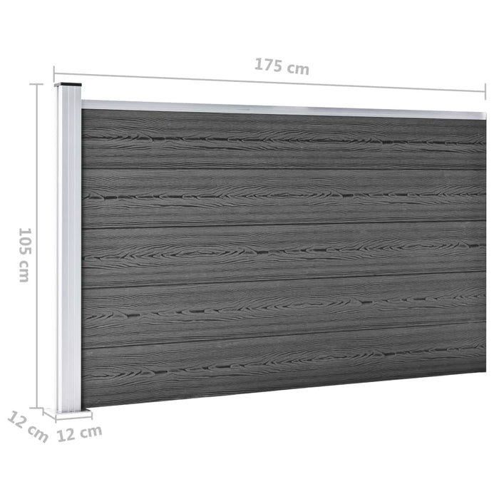 Set de panouri de gard, negru, 353 x 105 cm, WPC - WALTI WALTI