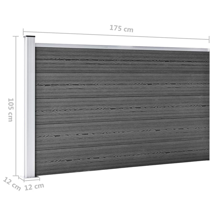 Set de panouri de gard, negru, 699 x 105 cm, WPC - WALTI WALTI