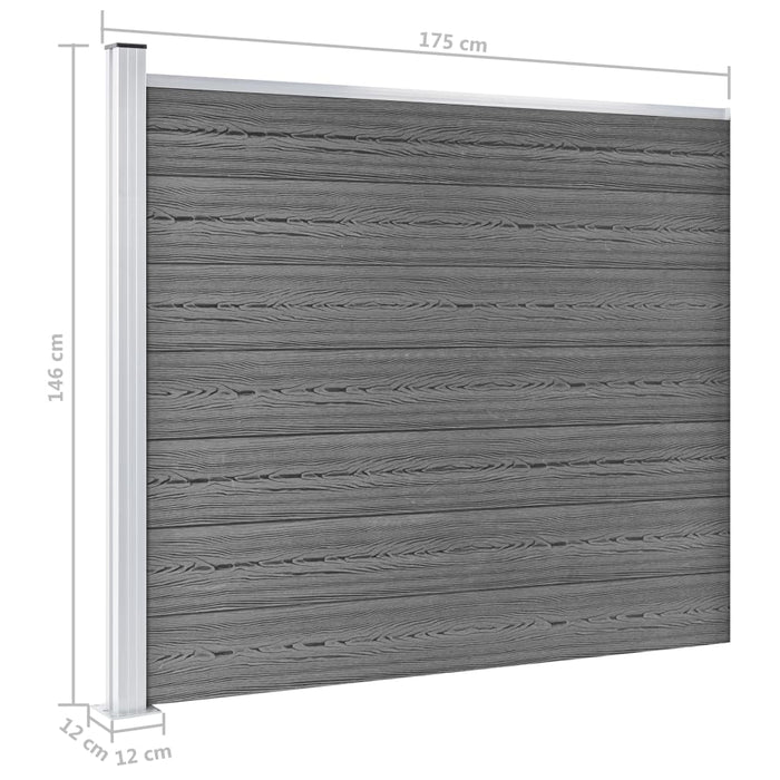 Set panouri gard, 872x146 cm, gri, WPC - WALTI WALTI