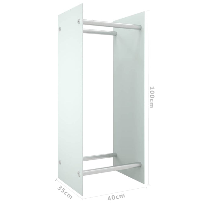 Rastel lemne de foc alb 40x35x100 cm sticlă securizată WALTI