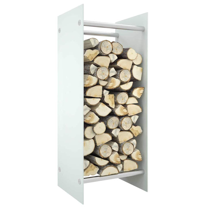 Rastel lemne de foc alb 40x35x100 cm sticlă securizată WALTI
