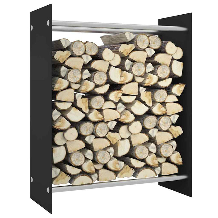 Rastel lemne de foc negru 80x35x100 cm sticlă securizată WALTI