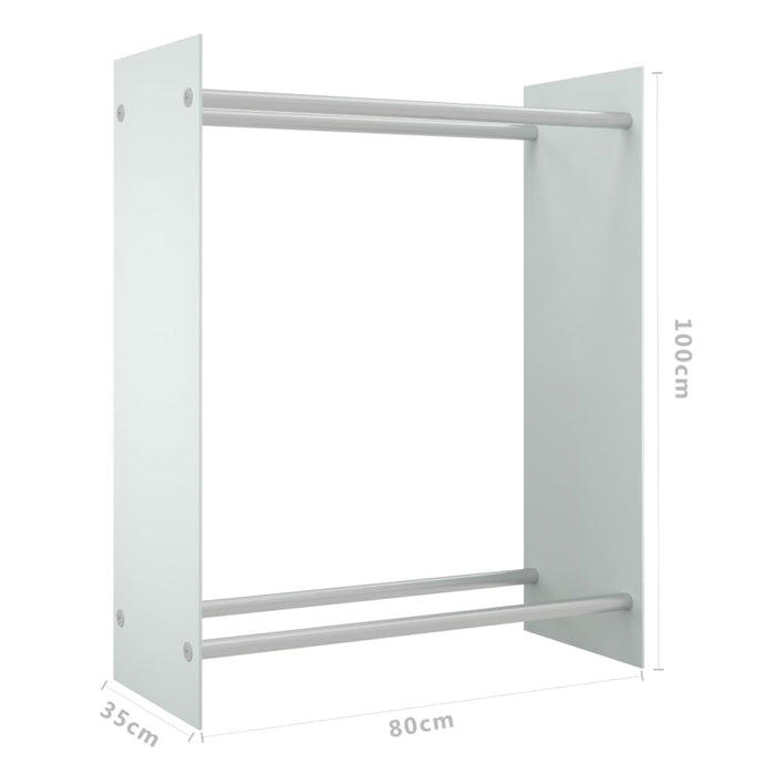 Rastel lemne de foc, alb, 80x35x100 cm, sticlă securizată - WALTI WALTI