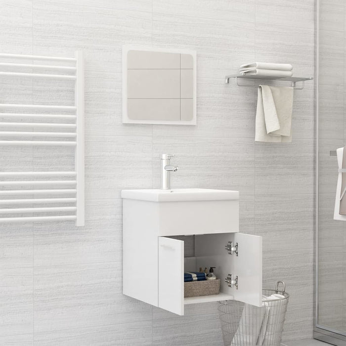 Set mobilier de baie, alb extralucios, lemn prelucrat WALTI