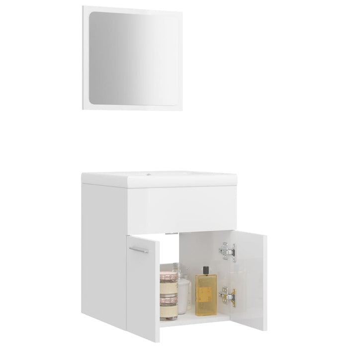 Set mobilier de baie, alb extralucios, lemn prelucrat WALTI