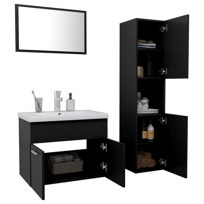 Set mobilier de baie, negru, lemn prelucrat WALTI