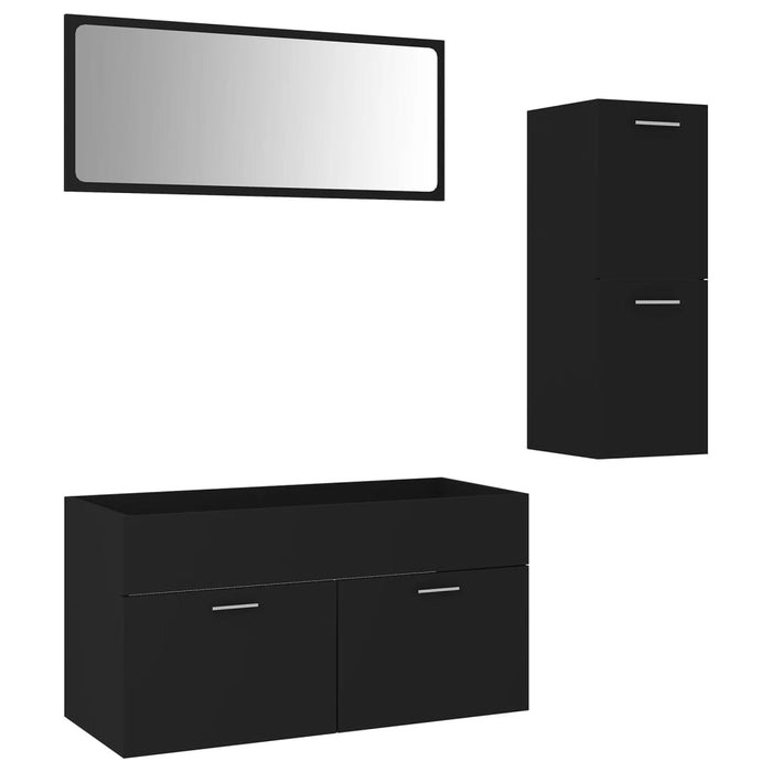 Set mobilier de baie, negru, lemn prelucrat WALTI