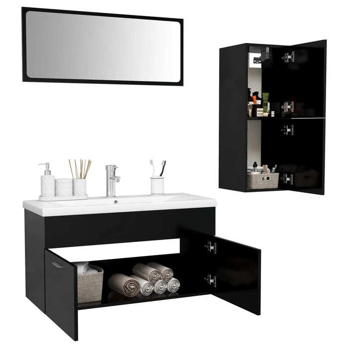 Set mobilier de baie, negru, lemn prelucrat WALTI