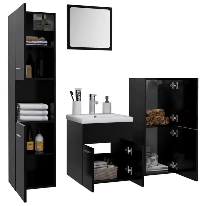 Set mobilier de baie, negru, lemn prelucrat WALTI