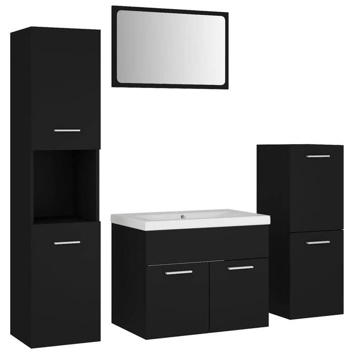 Set mobilier de baie, negru, lemn prelucrat WALTI