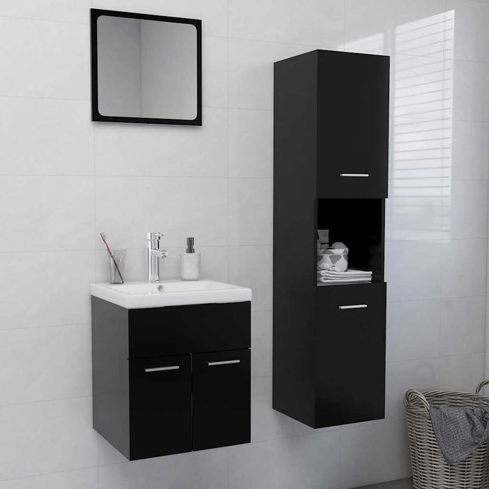 Set mobilier de baie, negru, lemn prelucrat WALTI