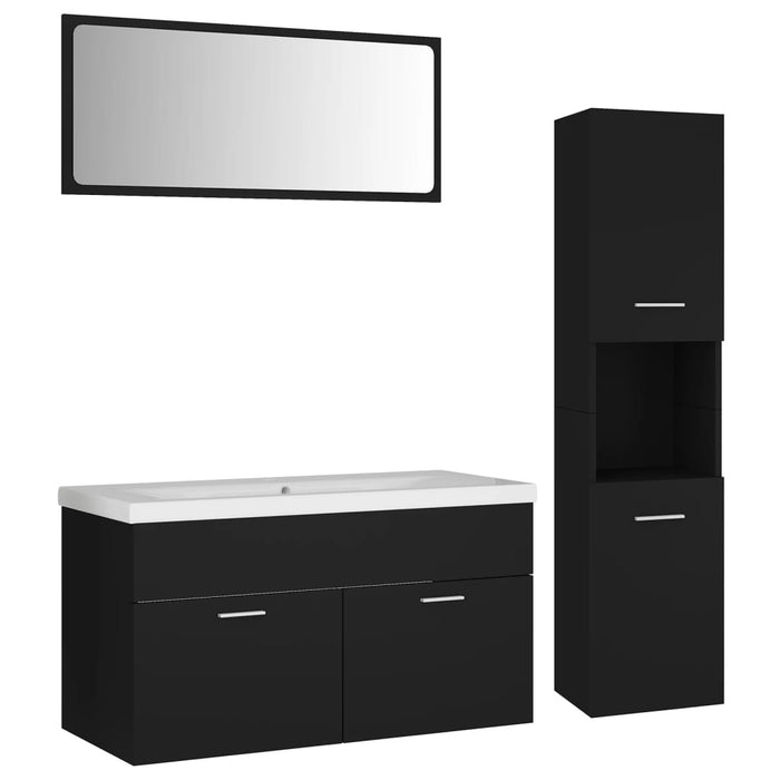 Set mobilier de baie, negru, lemn prelucrat WALTI