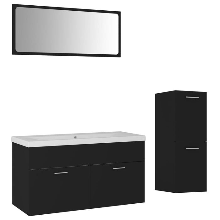 Set mobilier de baie, negru, lemn prelucrat WALTI