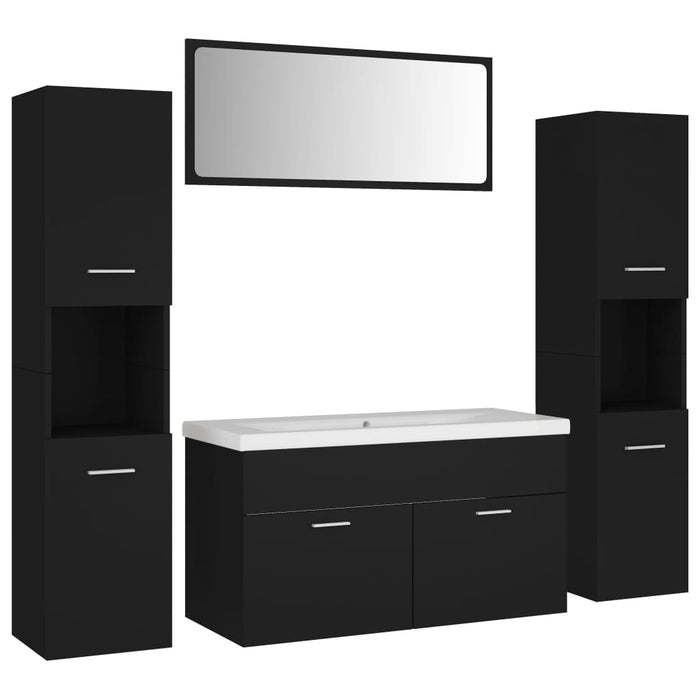 Set mobilier de baie, negru, lemn prelucrat WALTI