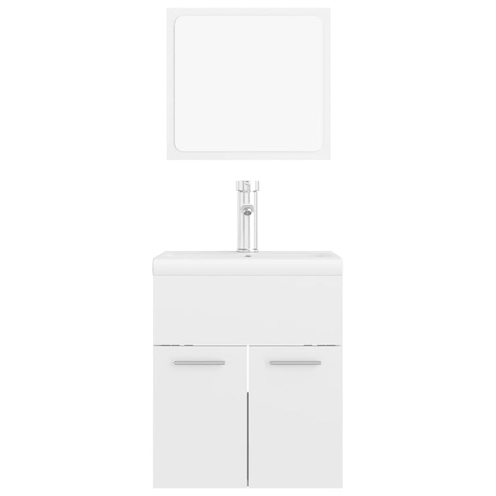 Set mobilier de baie, alb extralucios, lemn prelucrat - WALTI WALTI