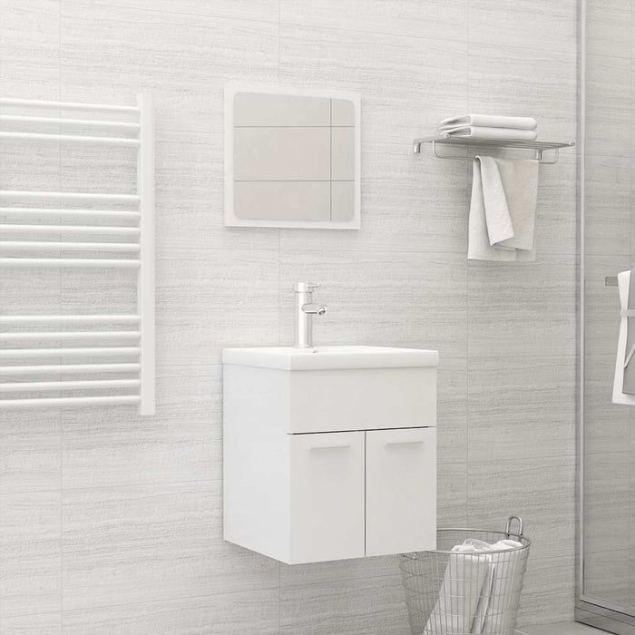 Set mobilier de baie, alb extralucios, lemn prelucrat - WALTI WALTI
