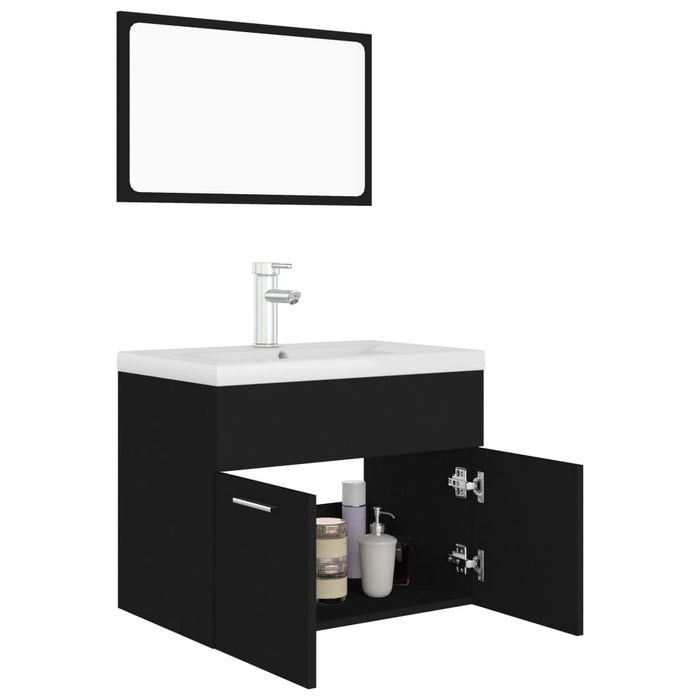 Set mobilier de baie, negru, lemn prelucrat WALTI