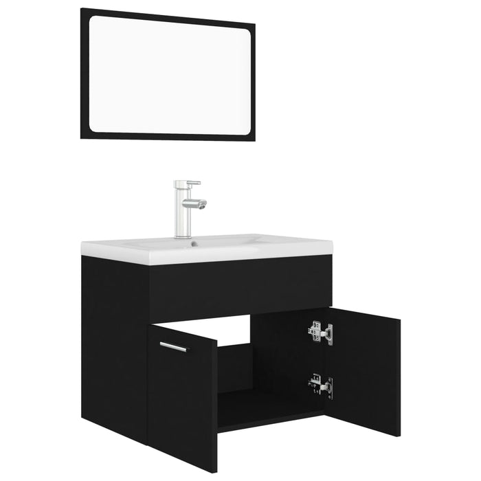 Set mobilier de baie, negru, lemn prelucrat WALTI