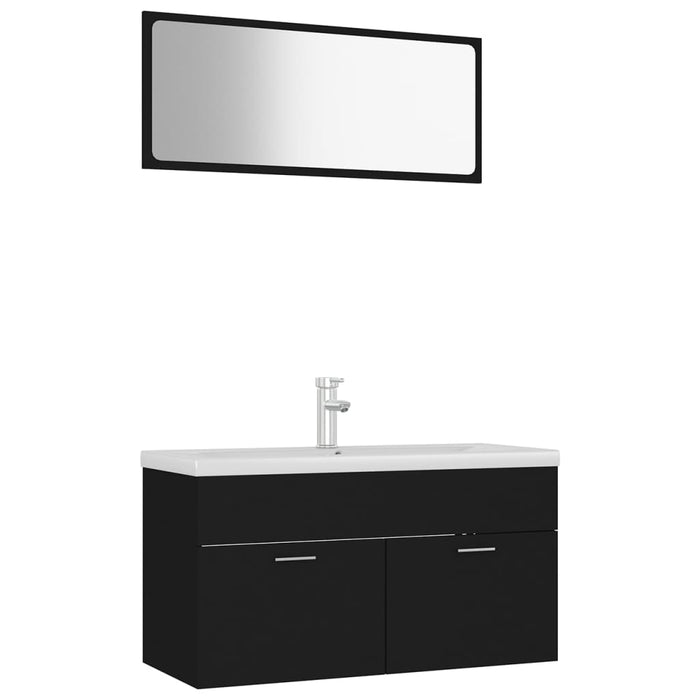 Set mobilier de baie, negru, lemn prelucrat WALTI