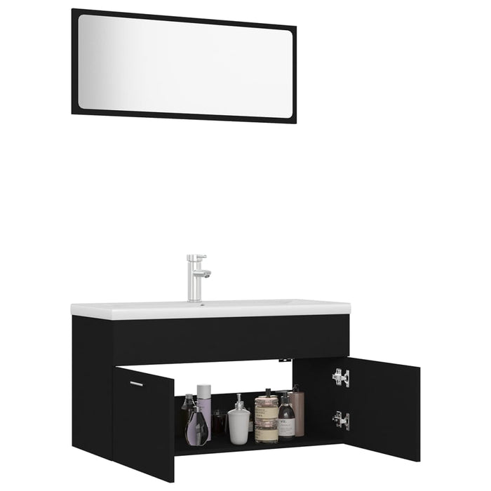 Set mobilier de baie, negru, lemn prelucrat WALTI