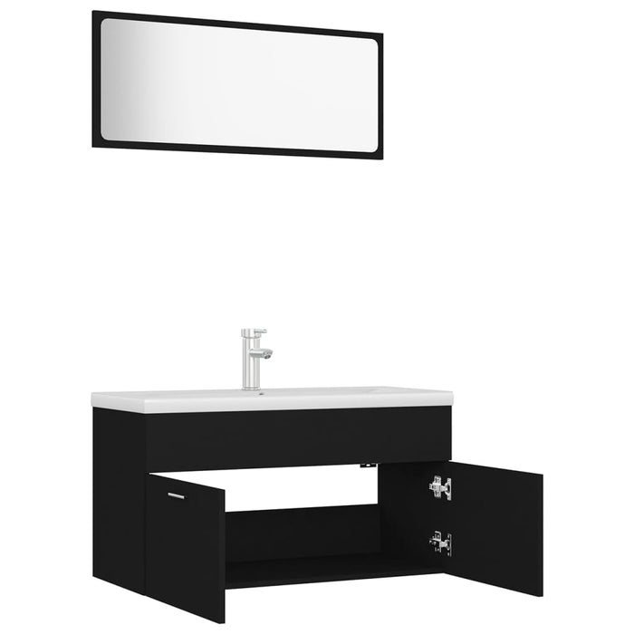 Set mobilier de baie, negru, lemn prelucrat WALTI