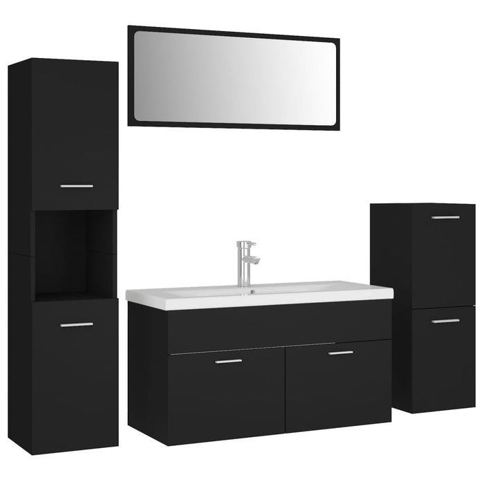 Set mobilier de baie, negru, lemn prelucrat WALTI