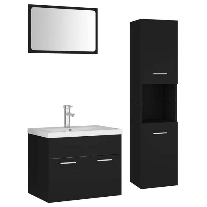 Set mobilier de baie, negru, lemn prelucrat WALTI