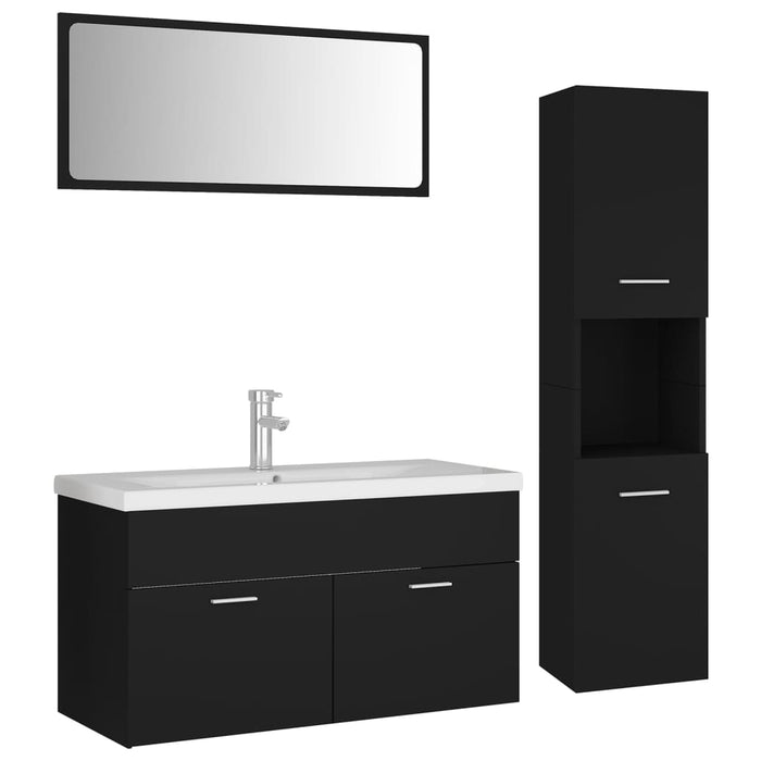 Set mobilier de baie, negru, lemn prelucrat WALTI