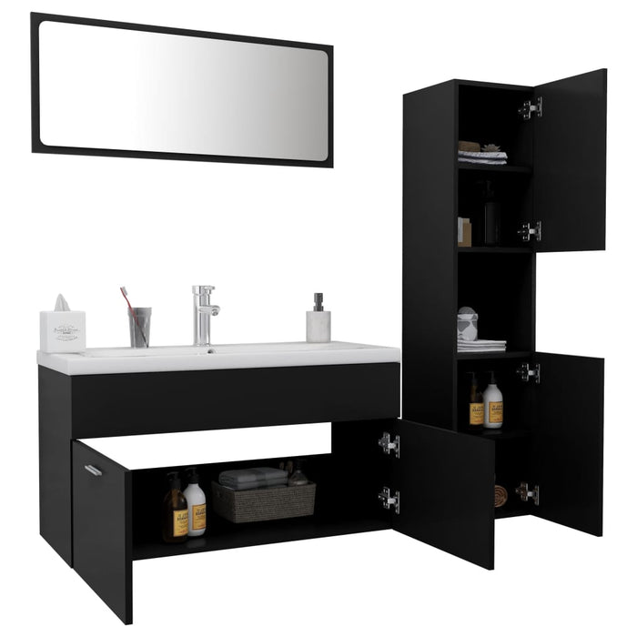 Set mobilier de baie, negru, lemn prelucrat WALTI