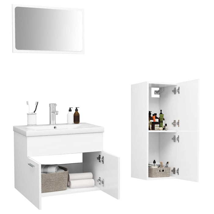 Set mobilier de baie, alb, lemn prelucrat - WALTI WALTI