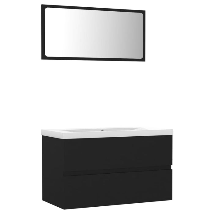 Set mobilier de baie, negru, lemn prelucrat WALTI