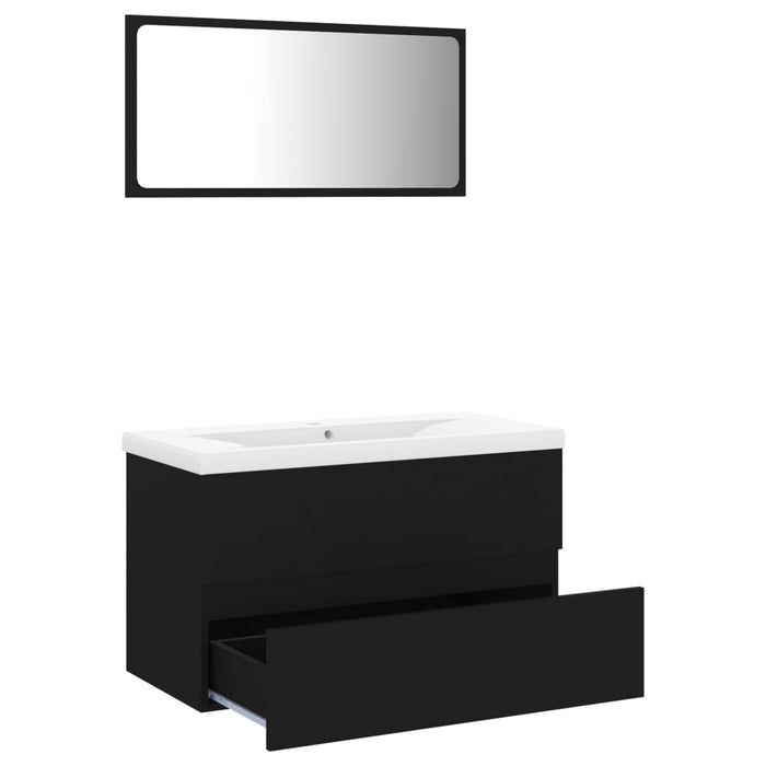 Set mobilier de baie, negru, lemn prelucrat WALTI