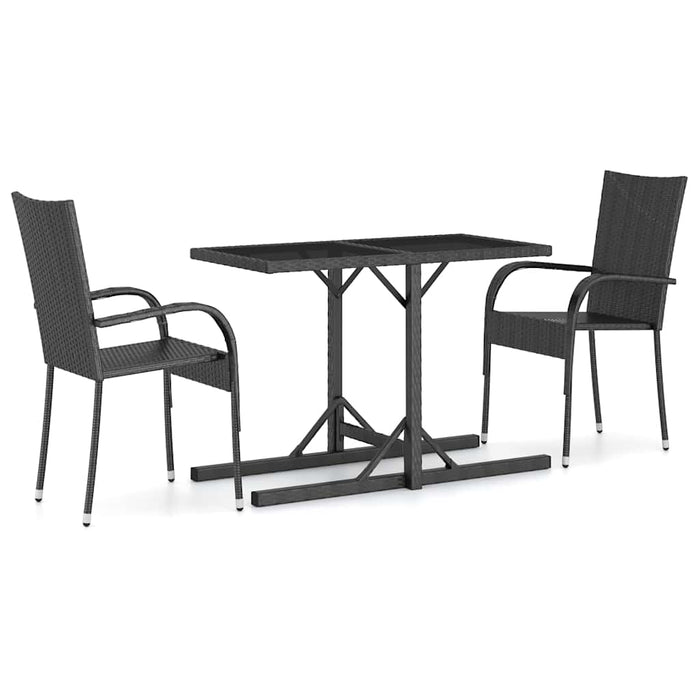 Set mobilier de grădină, 3 piese, negru - WALTI WALTI
