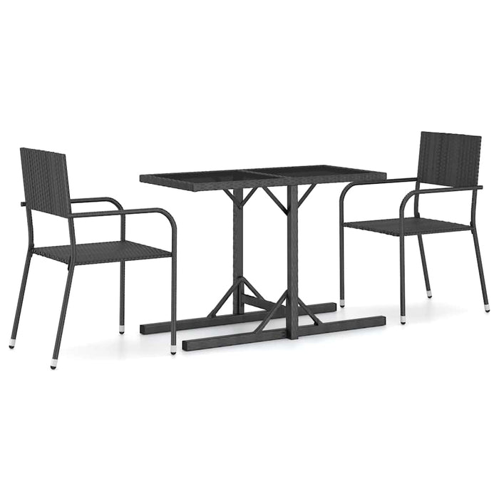Set mobilier de grădină, 3 piese, negru WALTI
