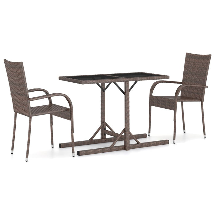 Set mobilier de grădină, 3 piese, maro WALTI