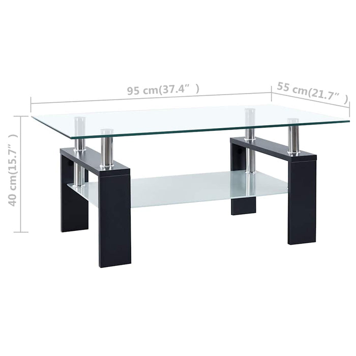 Masă cafea, negru/transparent, 95x55x40 cm, sticlă securizată - WALTI WALTI