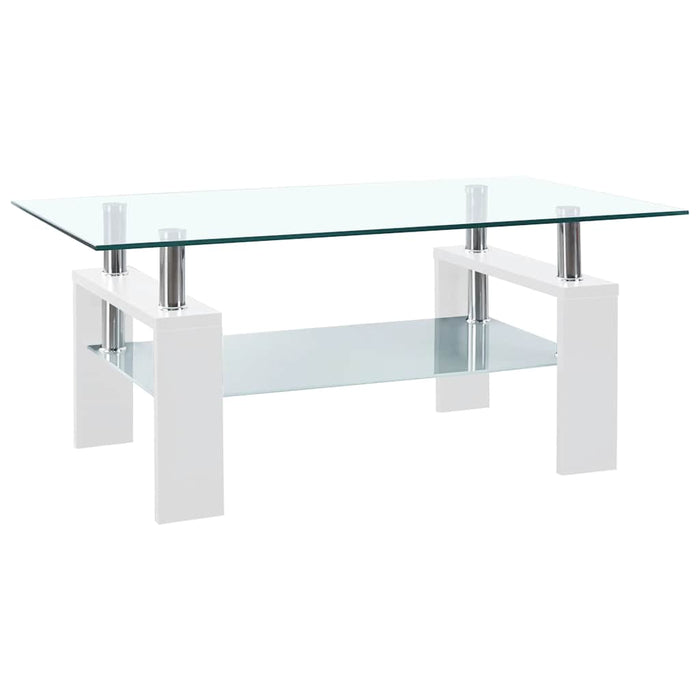 Masă cafea, alb și transparent, 95x55x40 cm, sticlă securizată - WALTI WALTI