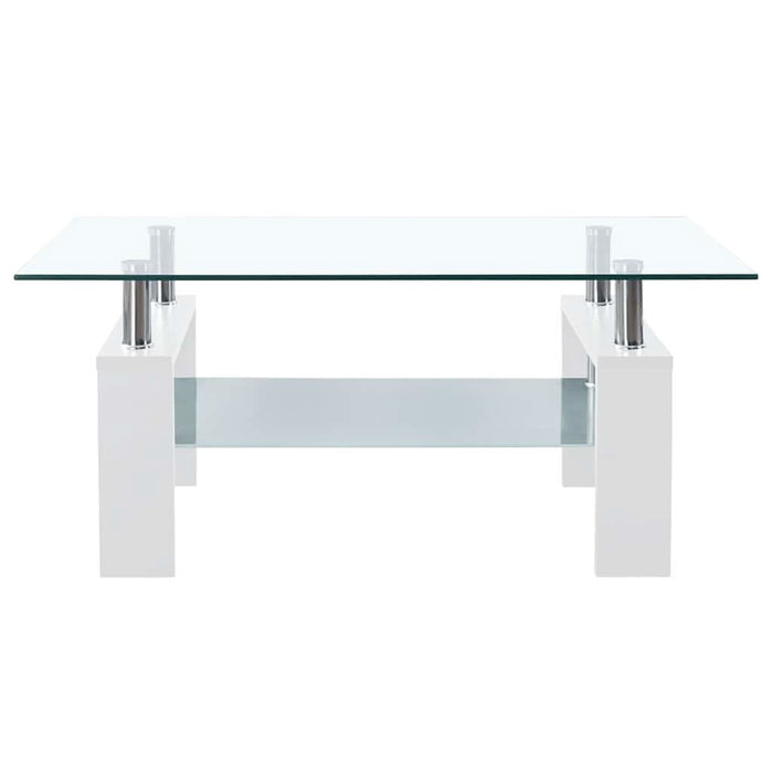 Masă cafea, alb și transparent, 95x55x40 cm, sticlă securizată - WALTI WALTI