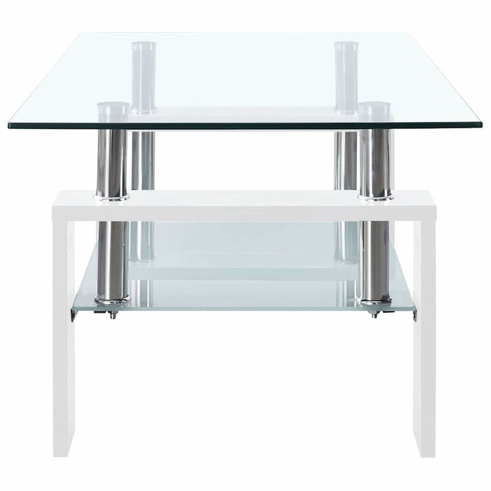 Masă cafea, alb și transparent, 95x55x40 cm, sticlă securizată - WALTI WALTI